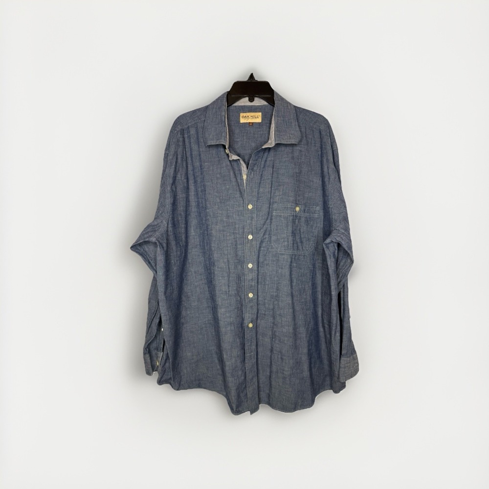 Oak Hill Short Sleeve Button Up Shirt 2XL Chambray Blue Denim Style